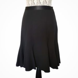 Ann Taylor Black Silk Pleated Flare Skirt